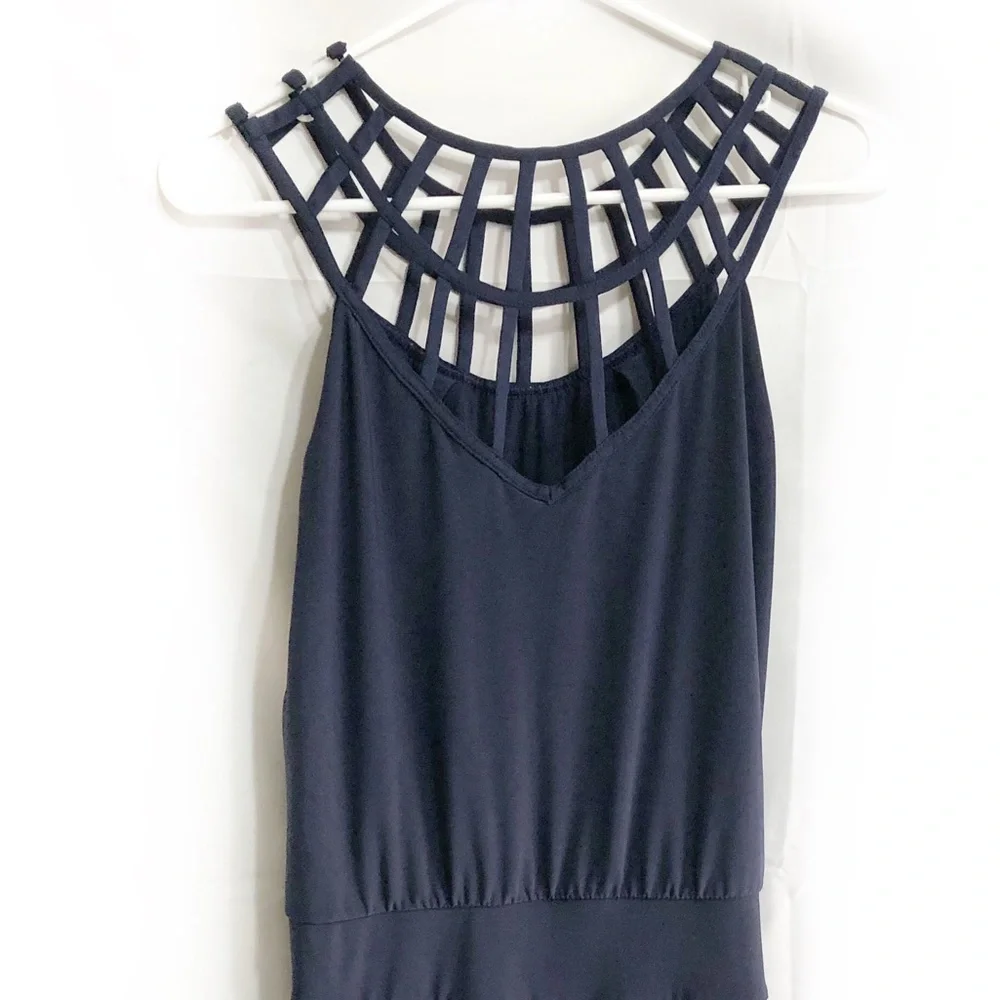 White House Black Market blue caged neck jumper - Picture 3 of 5